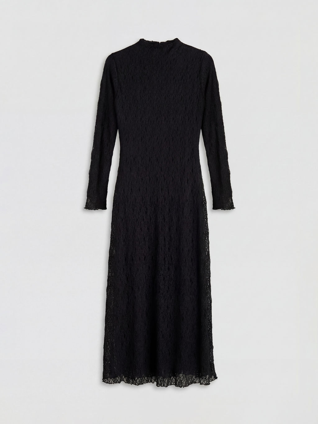 Dik Yaka A Kesim Dantelli Elbise