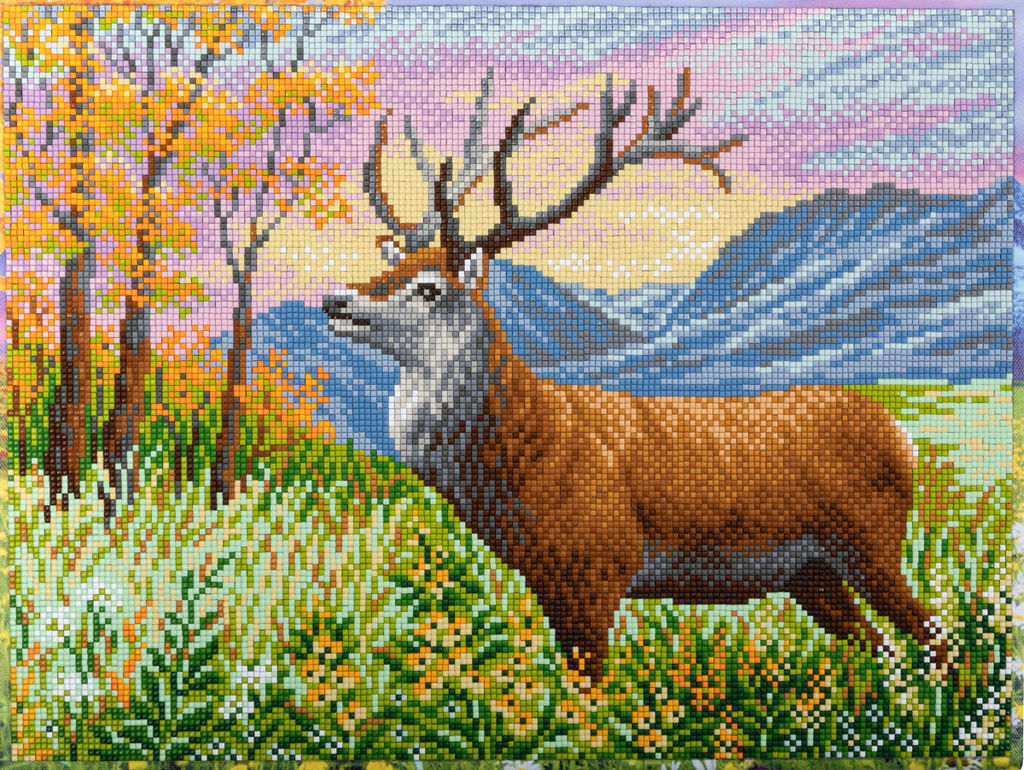 Кристальная (алмазная) мозаика ФРЕЯ ALPD-131 на подрамнике Олень в горах 40 х 30 см