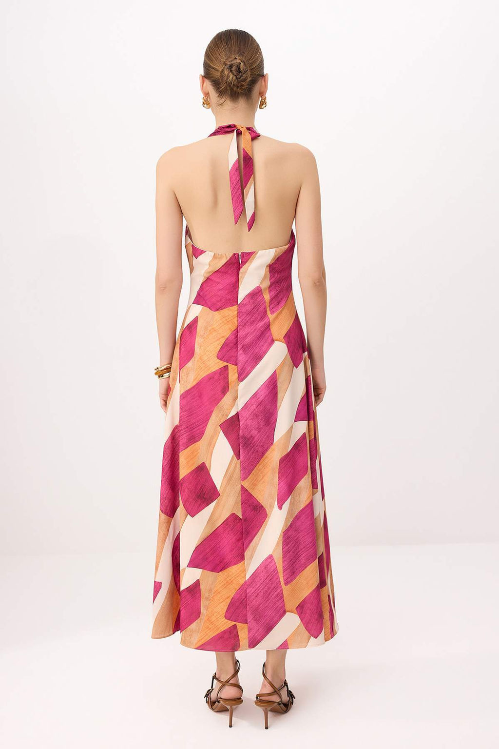 Cok Renkli Geometrik Desenli V Yaka Maxi Dokuma Elbise TWOSS26EL00319 - Trendyolmilla фото 4