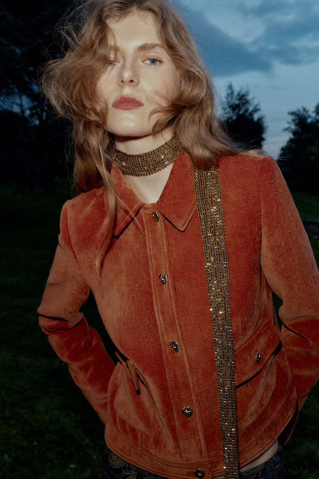 VELVET JACKET WITH SHOULDER PADS - Zara фото 3