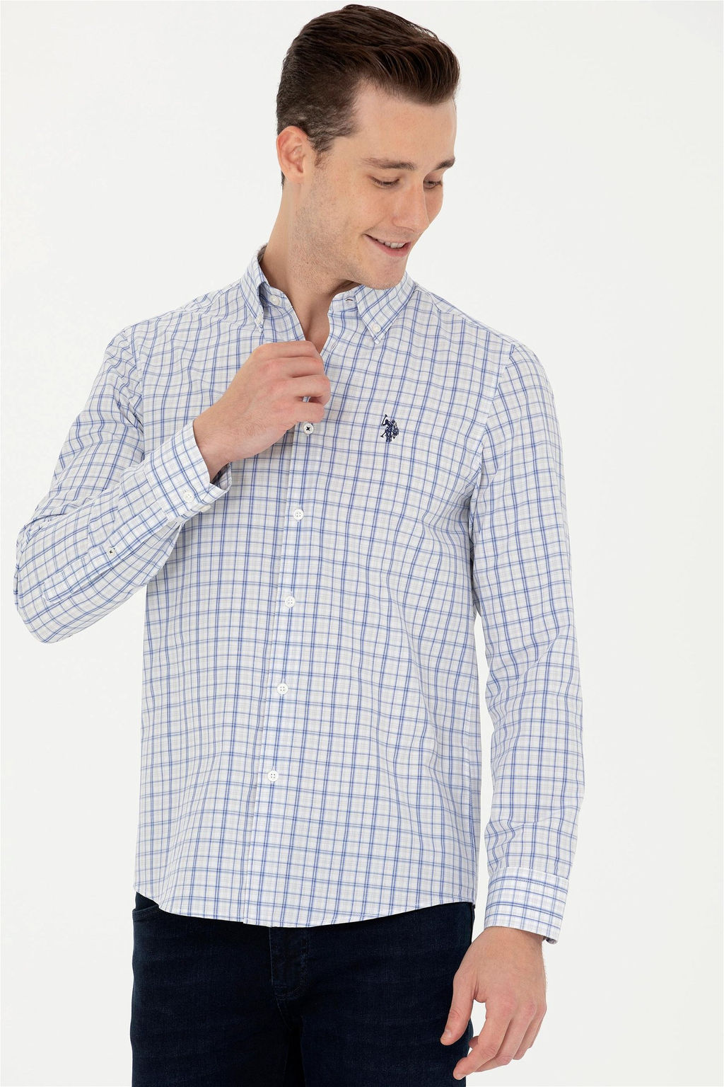 U. S. Polo Assn Мужская синяя рубашка в клетку - U.s. polo assn фото 8