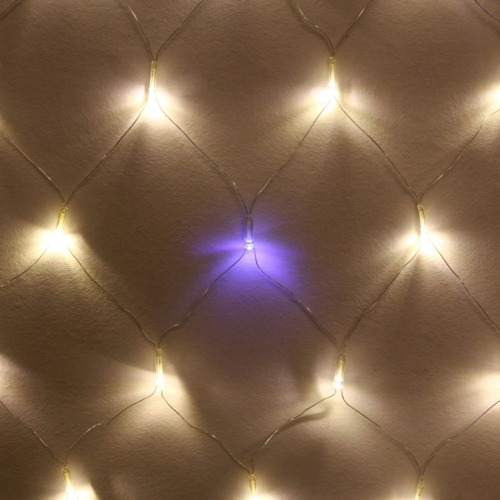 Гирлянда для улицы СЕТКА "Мерцание" ш2,0* в1,5 м 192 ламп LED, прозр.пров,1 реж.,IP-54, Теплый белый, белое мерцание (возможность соединения)