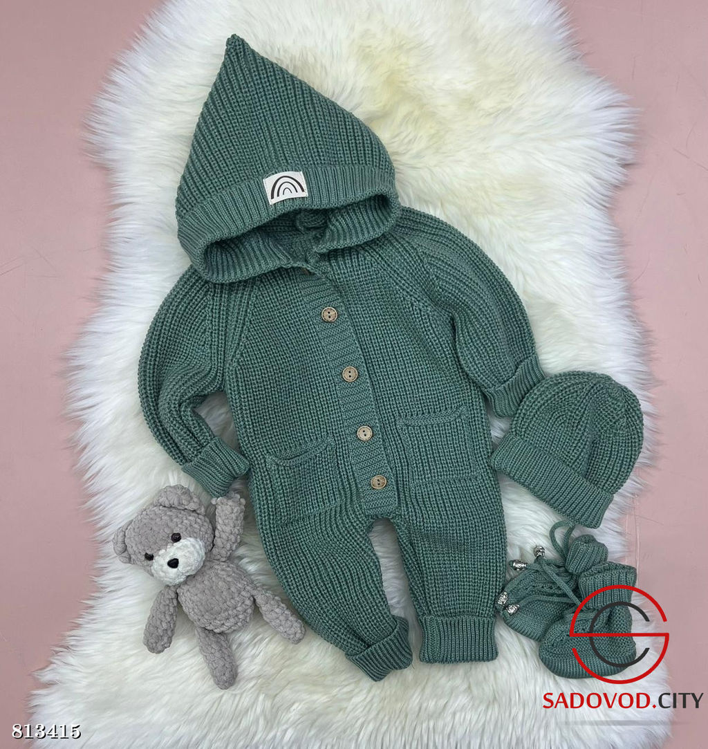 Вязанный комплект 3 ка для новорожденных на выписку