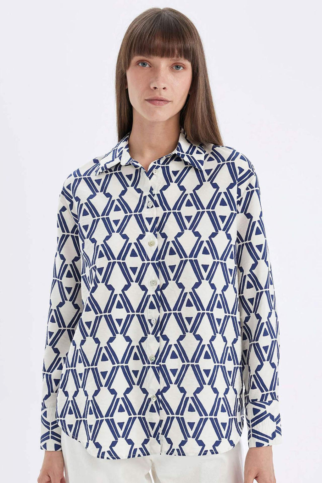 Oversize Genis Kal?p Cizgili Uzun Kollu Gomlek - Defacto фото 2