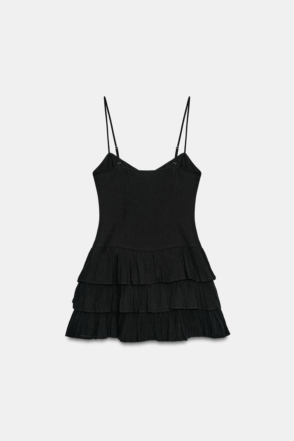 VESTIDO MINI VOLANTES CORDONES CRUZADOS / Negro - Zara фото 5