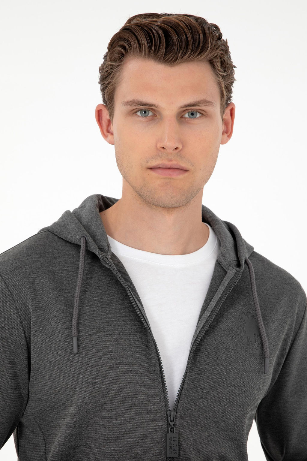 Мужской вязаный кардиган антрацитового меланжа Неожиданная скидка в корзине - U.s. polo assn фото 2