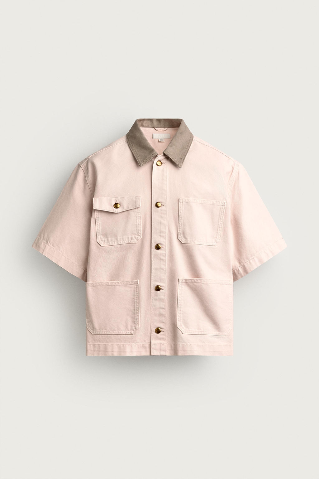 SOBRECAMISA CUELLO CONTRASTE MANGA CORTA / Rosa - Zara фото 7