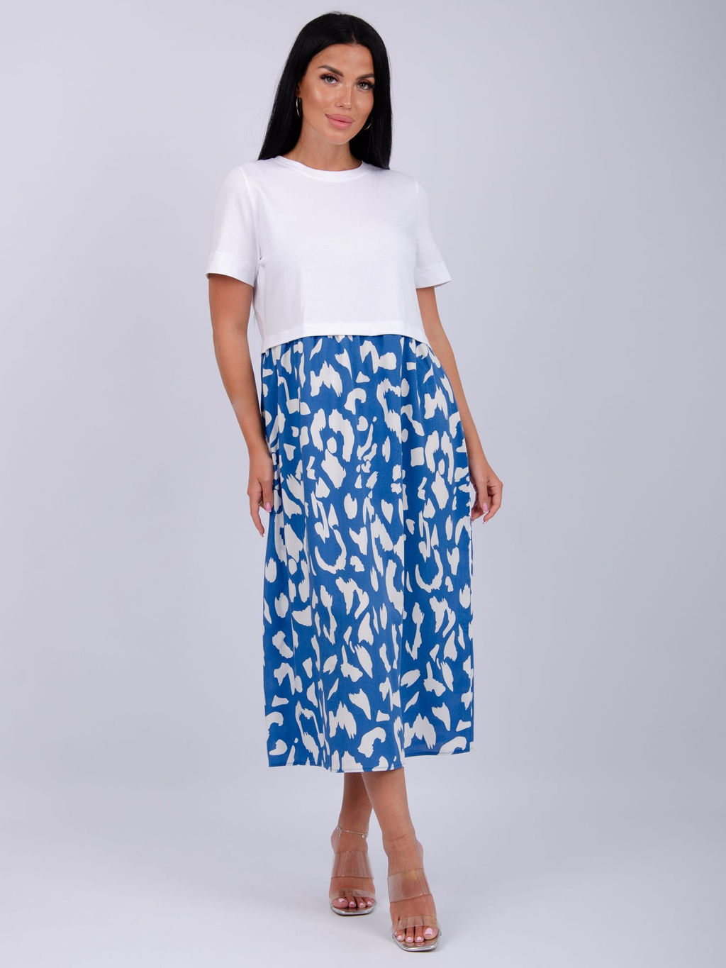 Платье Виттория, вискоза/кулирка До 60 размера - Малина фото 21