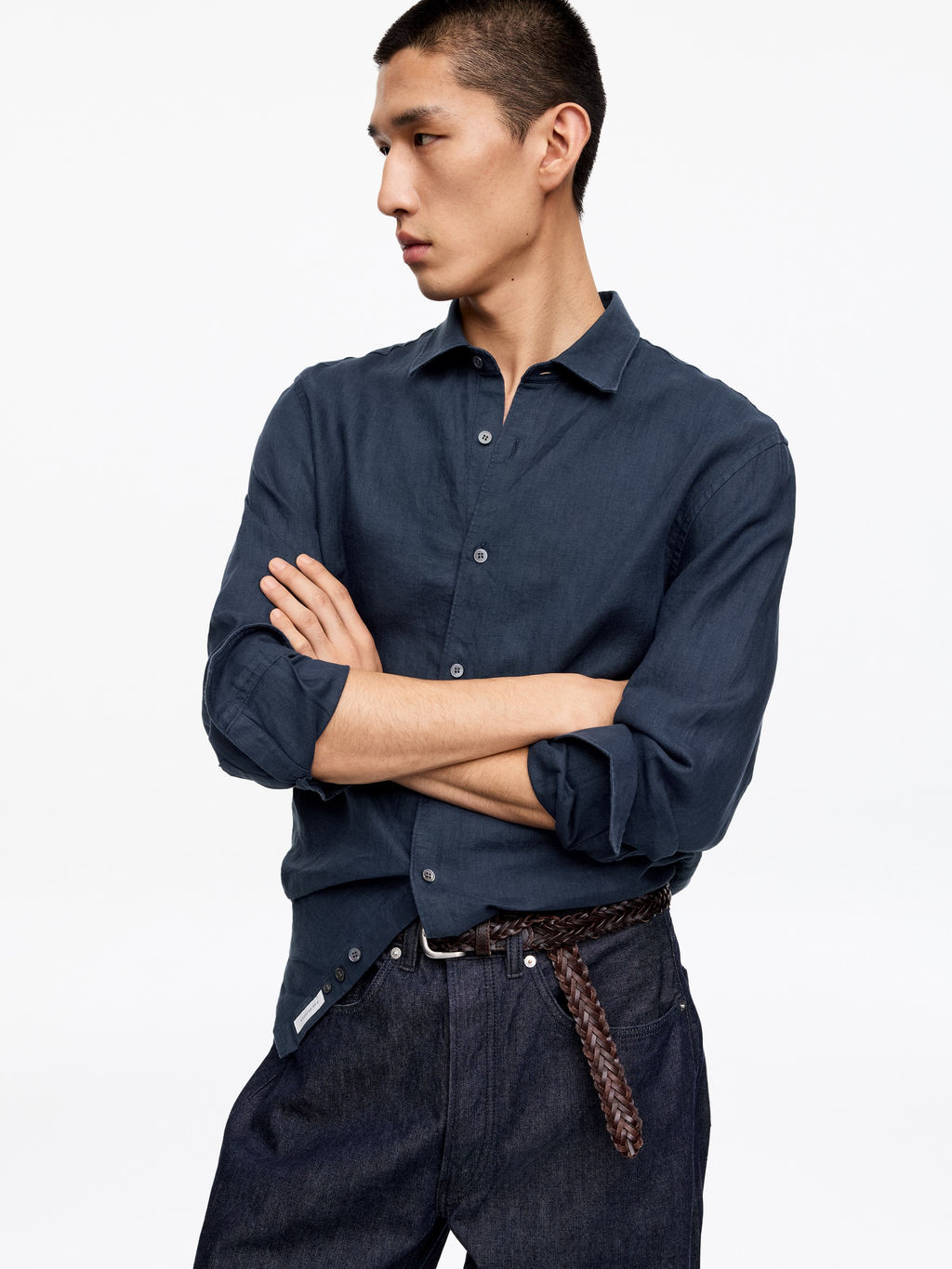 Camisa de lino de corte regular - H&m фото 4