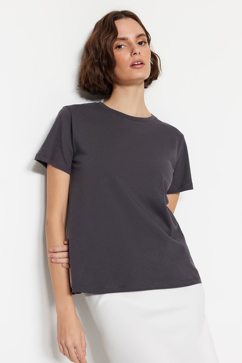 TRENDYOLMILLA Cok Renkli %100 Pamuk Suprem Bisiklet Yaka 2li Paket Orme T-Shirt TWOSS20TS0141 фото 41