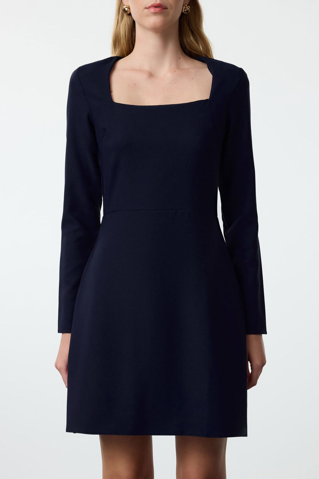 Lacivert Duz Dokuma Elbise TWOAW23EL00894 - Trendyolmilla фото 3