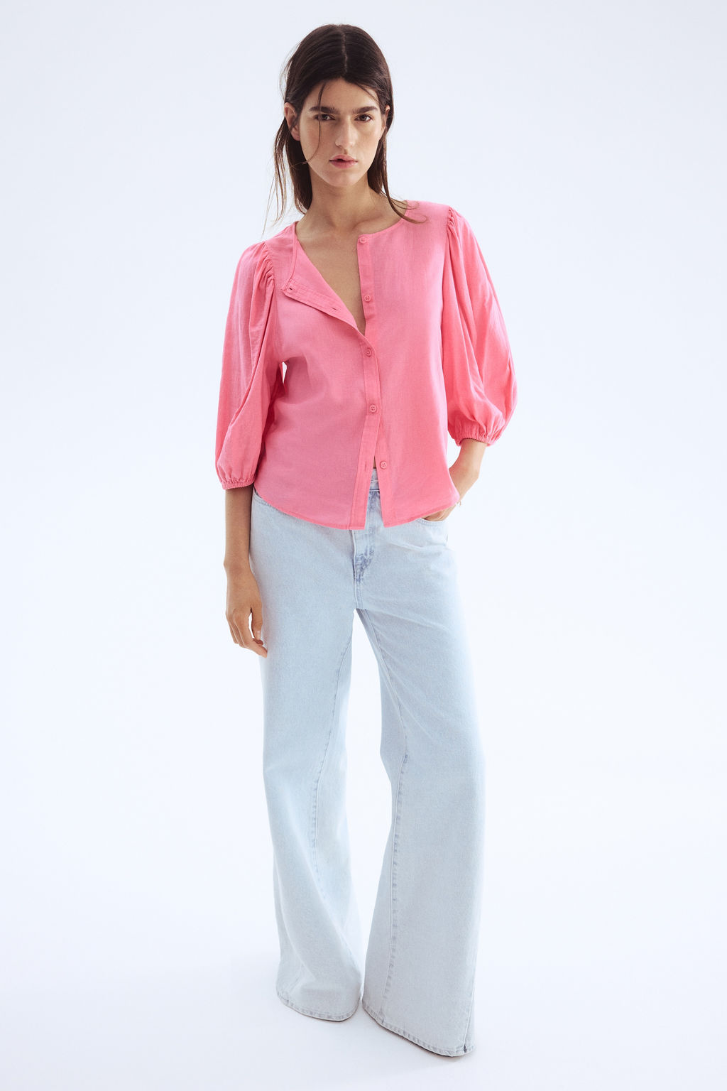 Blusa en mezcla de lino - H&m фото 16