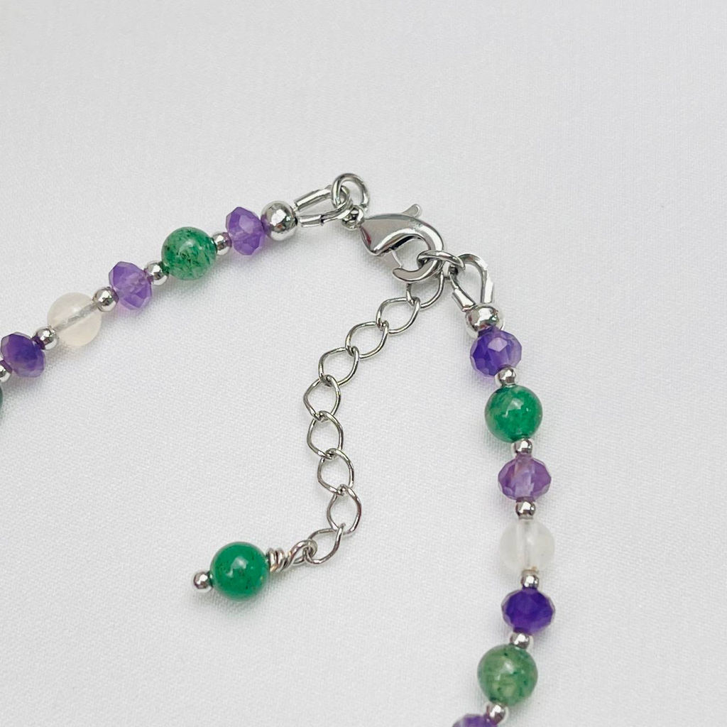 Браслет для "Тельца" из Аметиста, Лунного камня и зеленого Кварца 16,5 см +