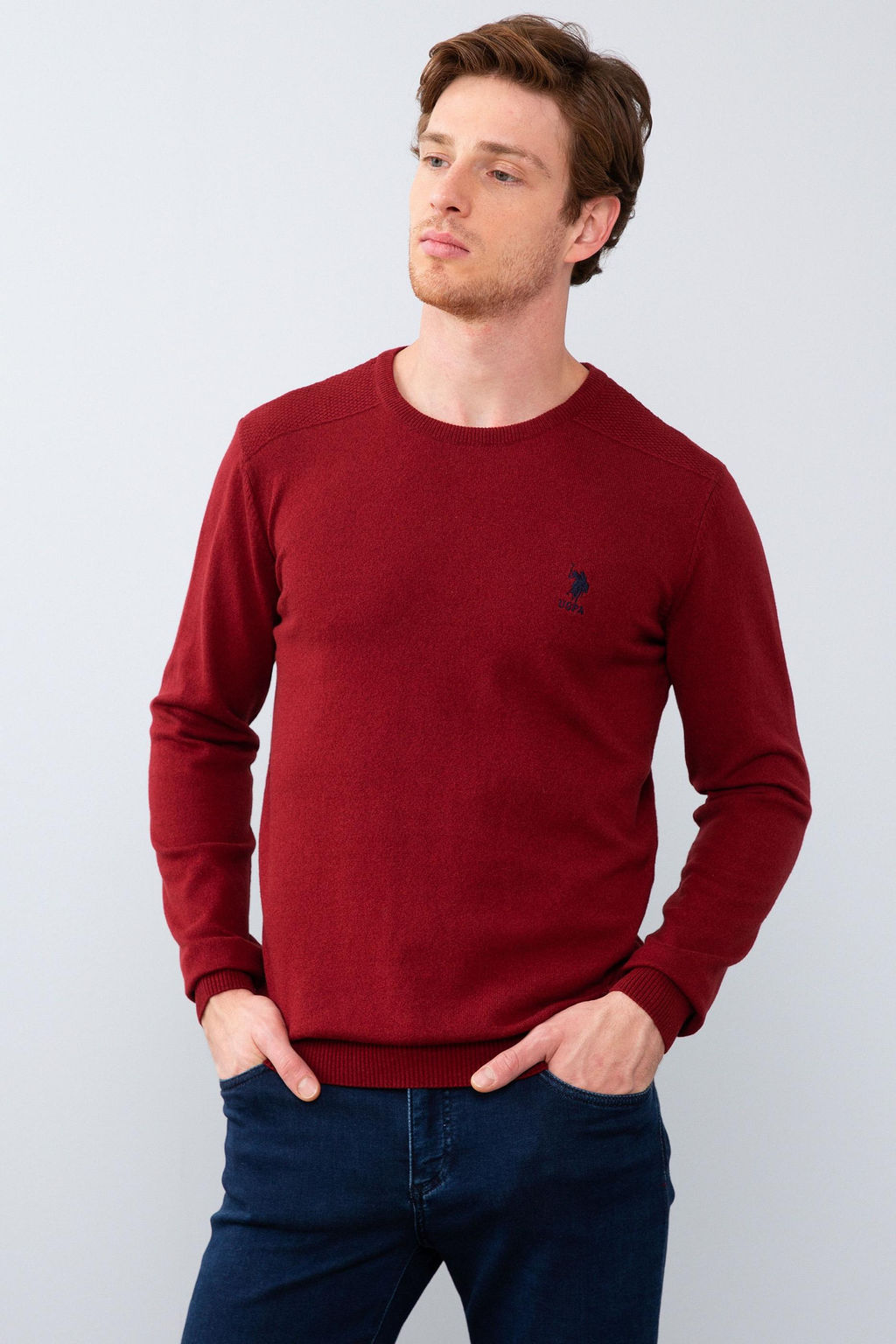 Erkek Bordo Basic Kazak