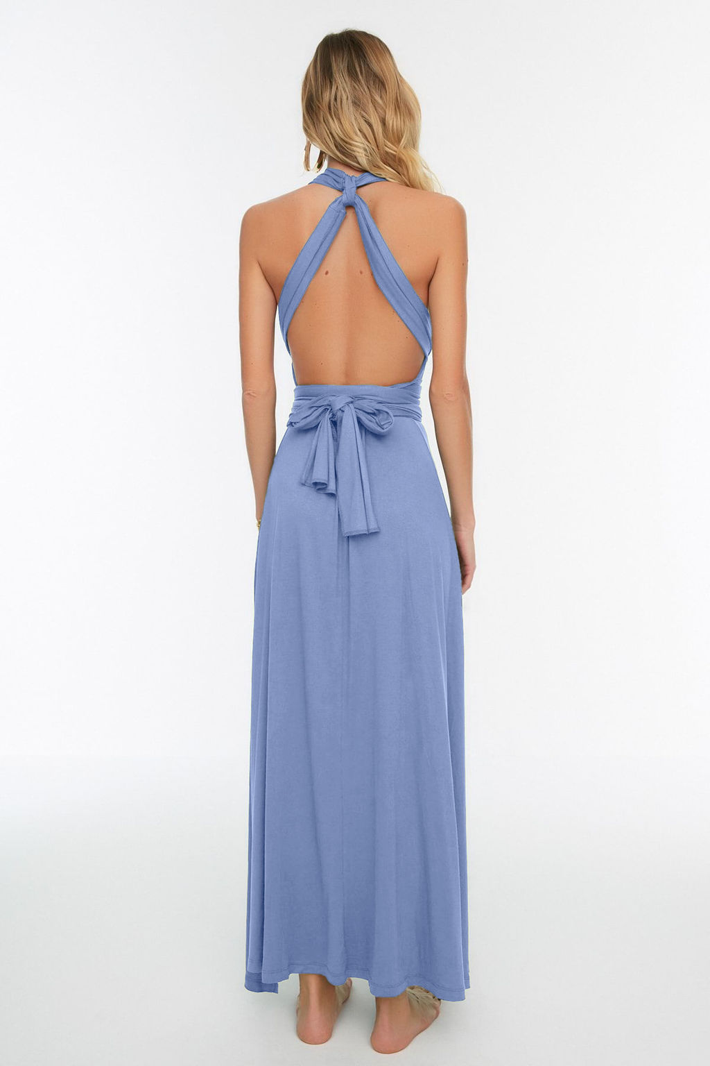 Mavi Orme Baglama Detayl? Maxi Plaj Elbise TBESS21EL2992