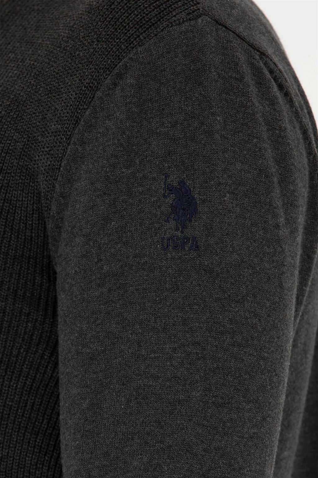 Мужской базовый трикотажный кардиган антрацитового меланжа - U.s. polo assn фото 14