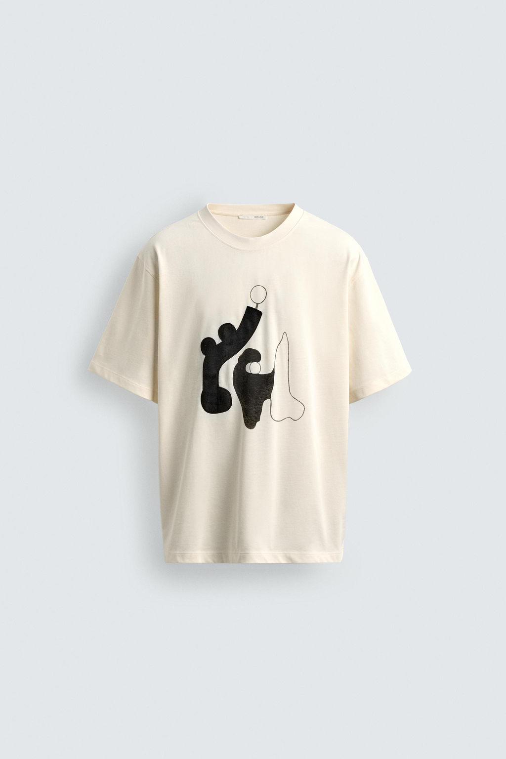 CAMISETA GR?FICO CONTRASTE / Crudo / Beige