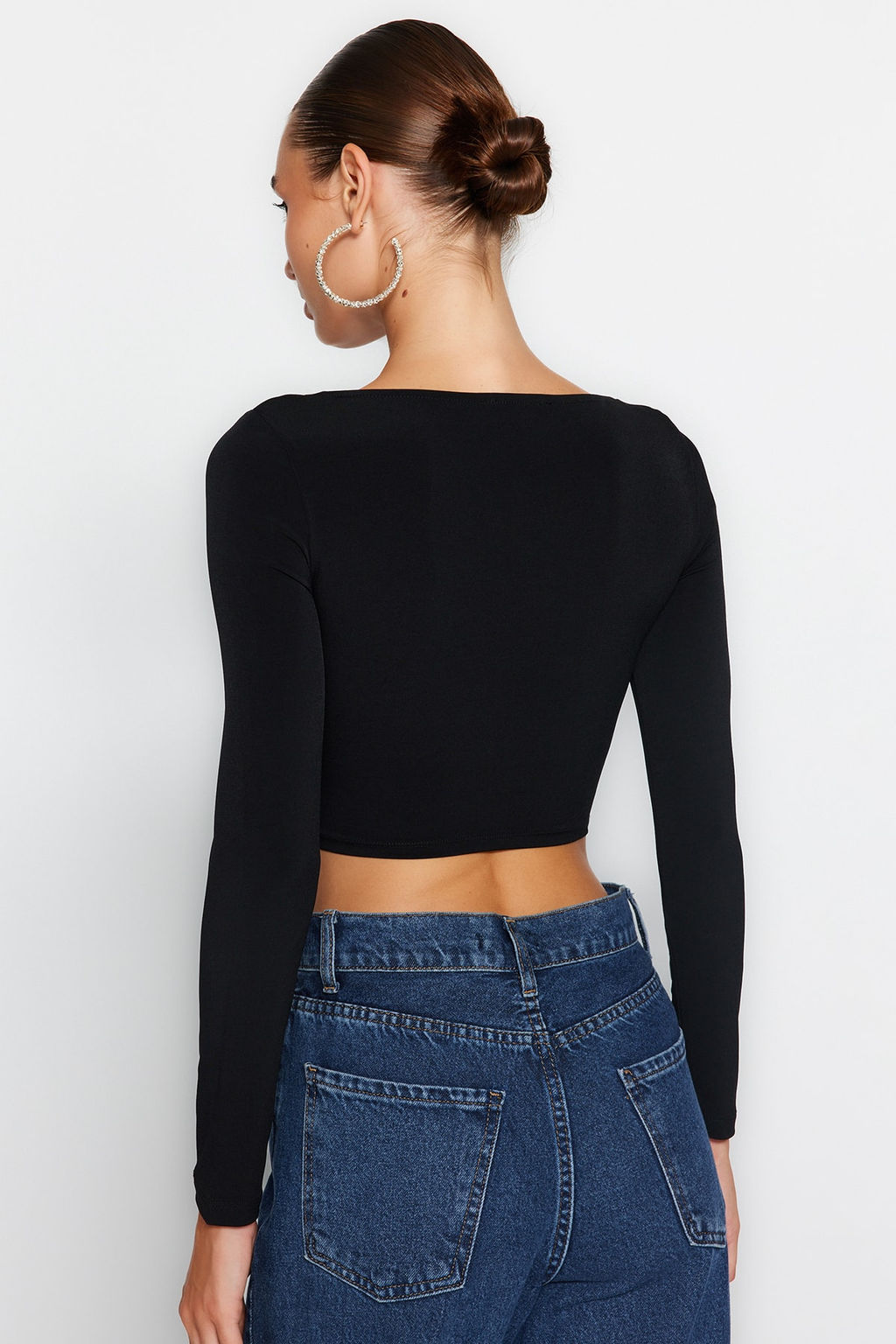 Siyah Cut Out/Pencere Detayl? Orme Bluz TPRAW24BZ00027