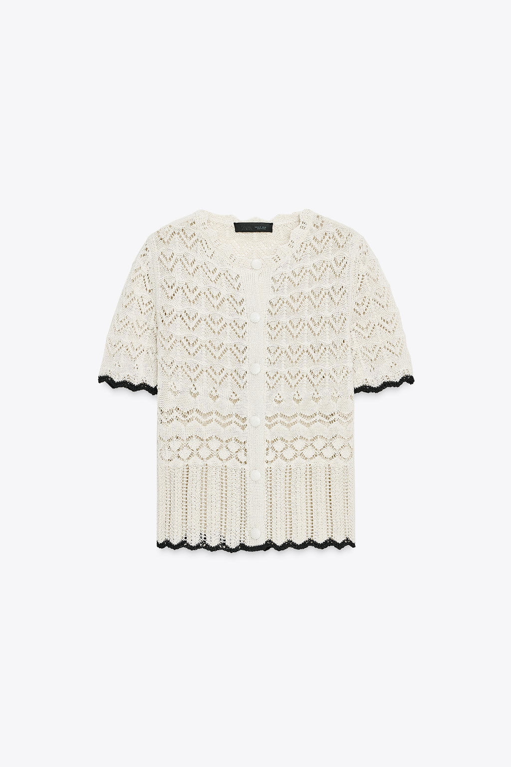 POINTELLE KNIT SHORT SLEEVE CARDIGAN - Zara фото 4