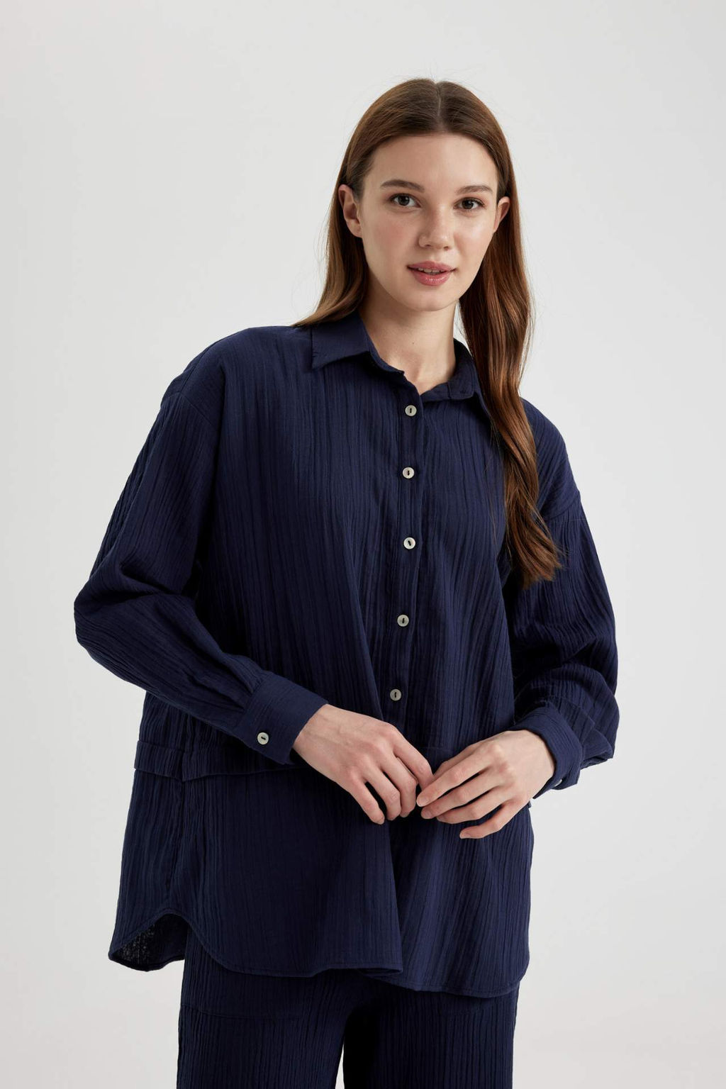 Relax Fit Muslin Uzun Kollu Gomlek Tunik - Defacto фото 2