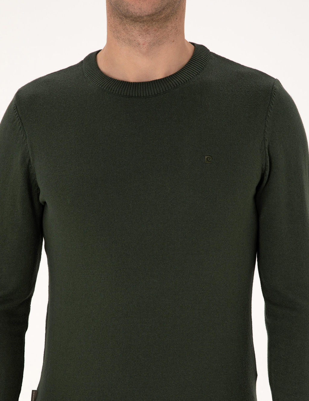 Koyu Haki Slim Fit Bisiklet Yaka Basic Triko Kazak - Pierre cardin фото 6