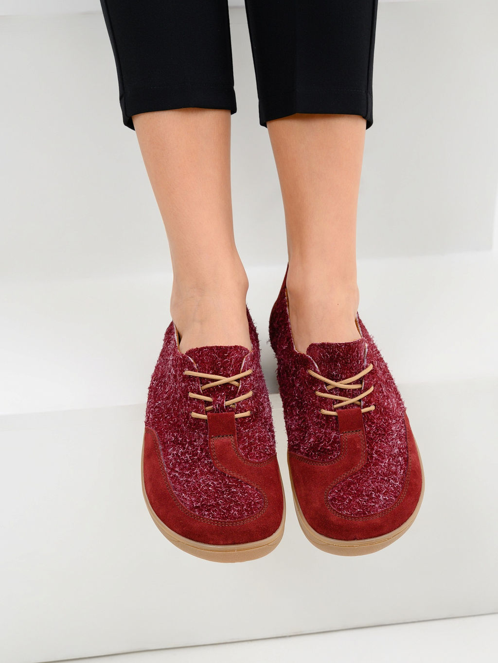 Босоногие туфли 188.natabr.Бордовый джангл+бордовая замша