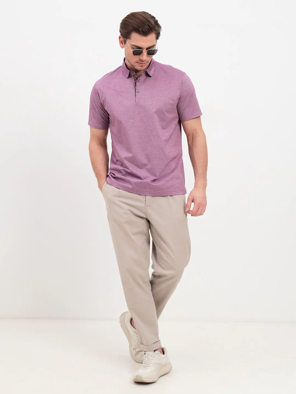 Джемпер мужской с воротником поло короткий рукав GREG G144-PM1246T-LT1635 (бордо)