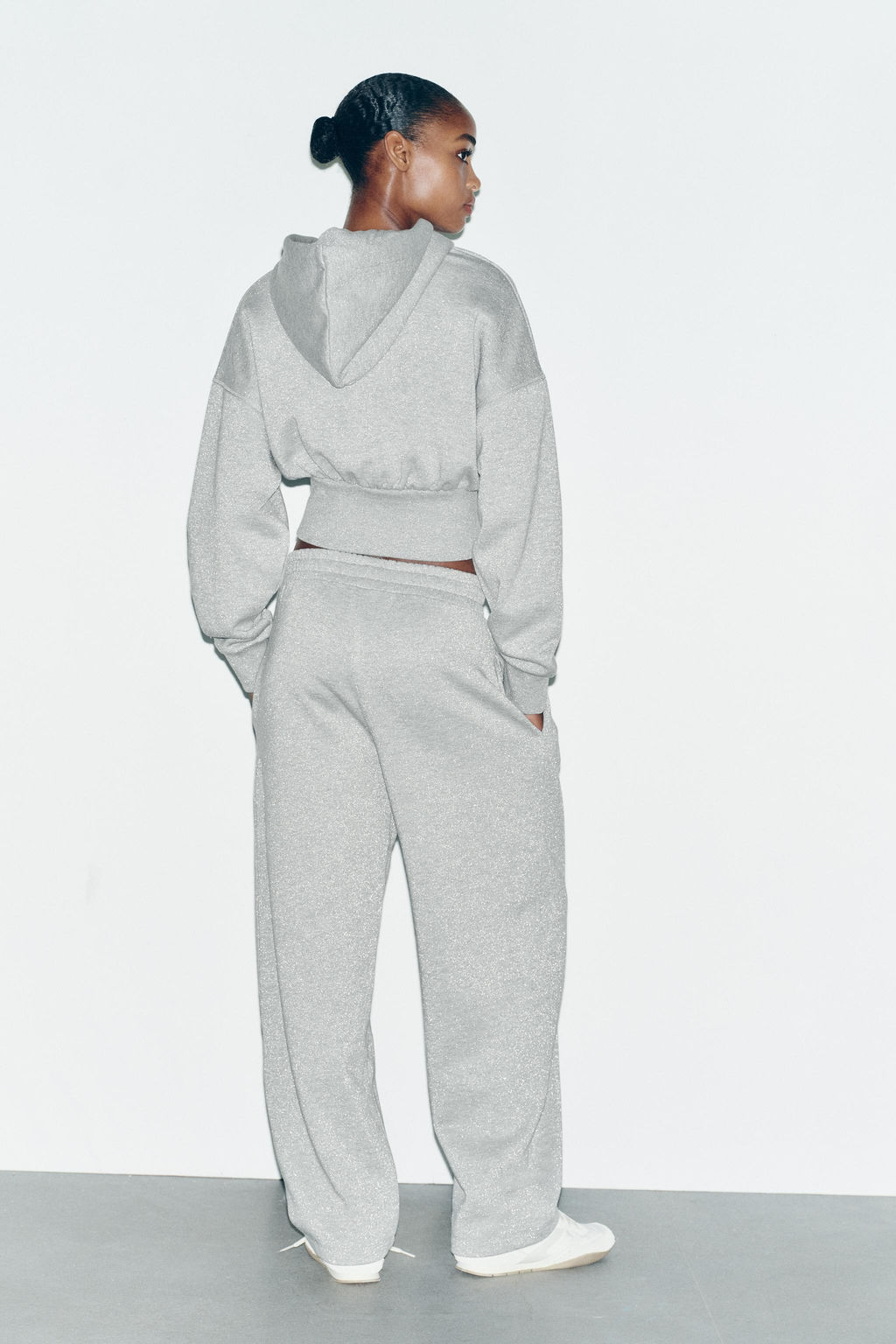 METALLIC THREAD CROP HOODIE - Zara фото 5