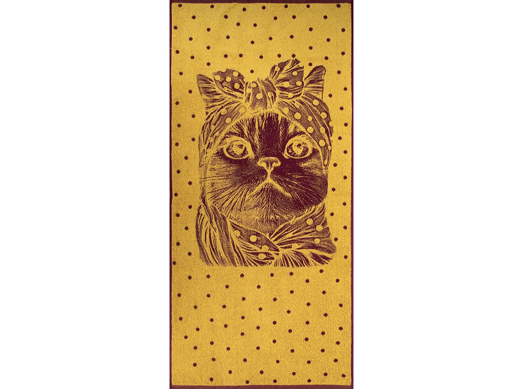 Полотенце махровое 6с102.411ж1 Кошка в горошек(кр.дерево1) 67х150см