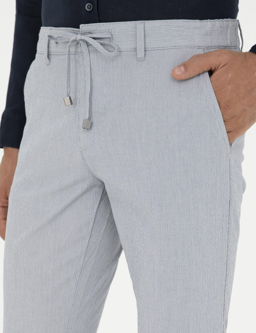 Голубые узкие брюки из плотной ткани - Cacharel фото 6