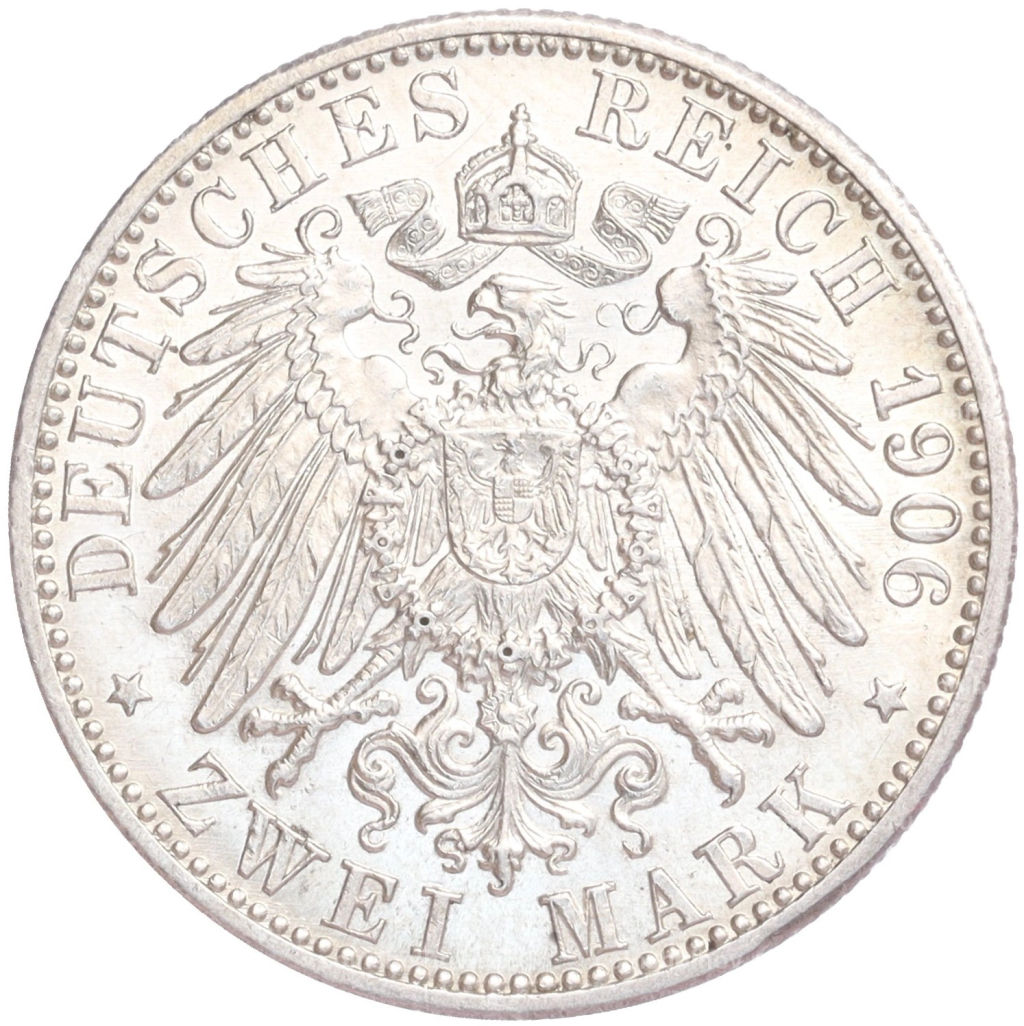 Монета 2 марки 1906 года Германия (Баден) 50 лет свадьбе Фридриха I и Луизы Прусской