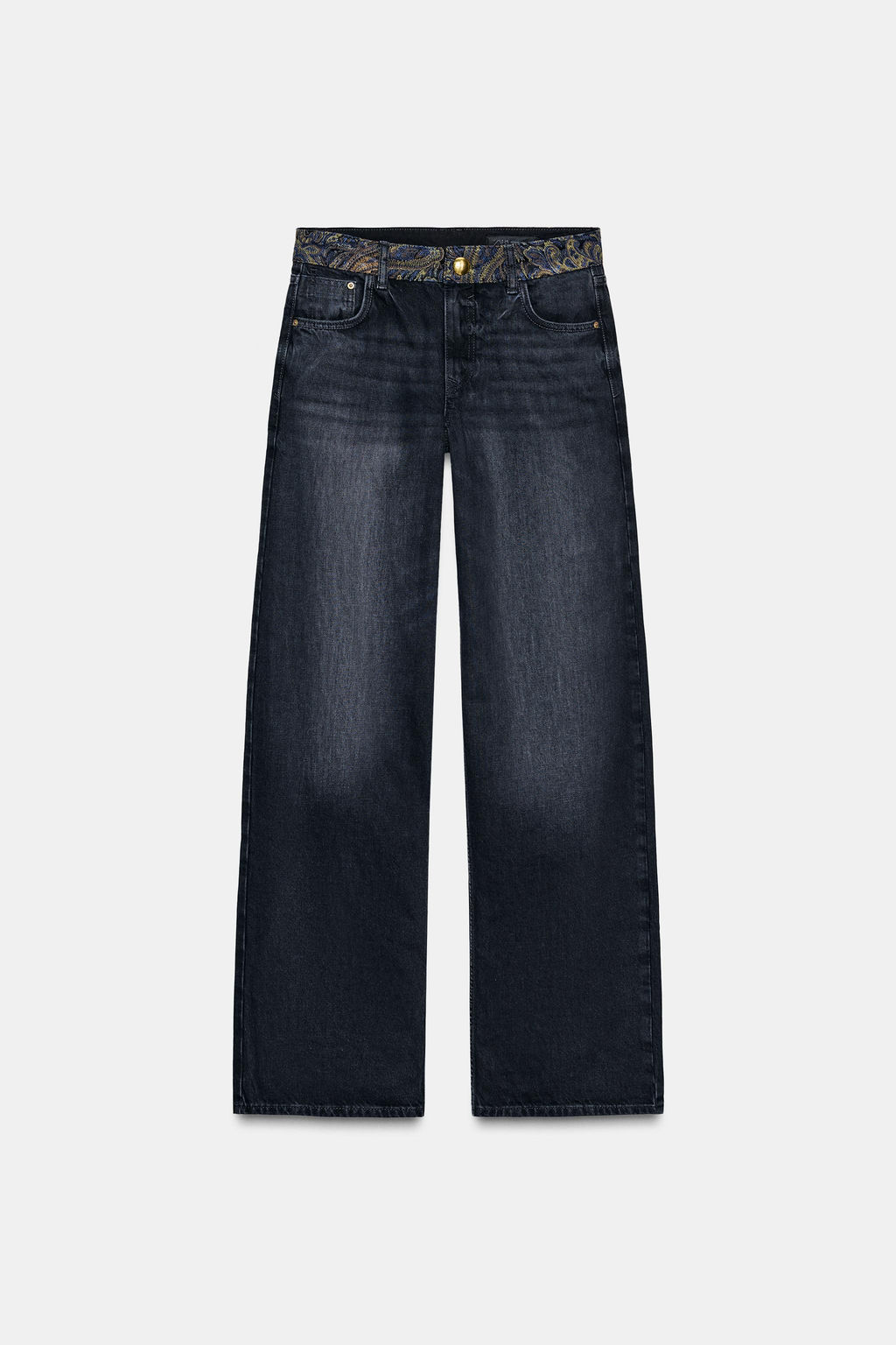 Z1975 MID-WAIST JACQUARD WAIST JEANS - Zara фото 7