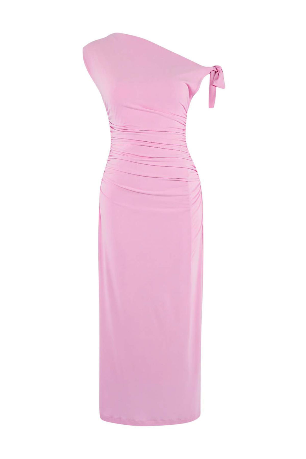 Pembe Fitted/Vucuda Oturan Maxi Esnek Kalem Orme Elbise TWOSS24EL00563