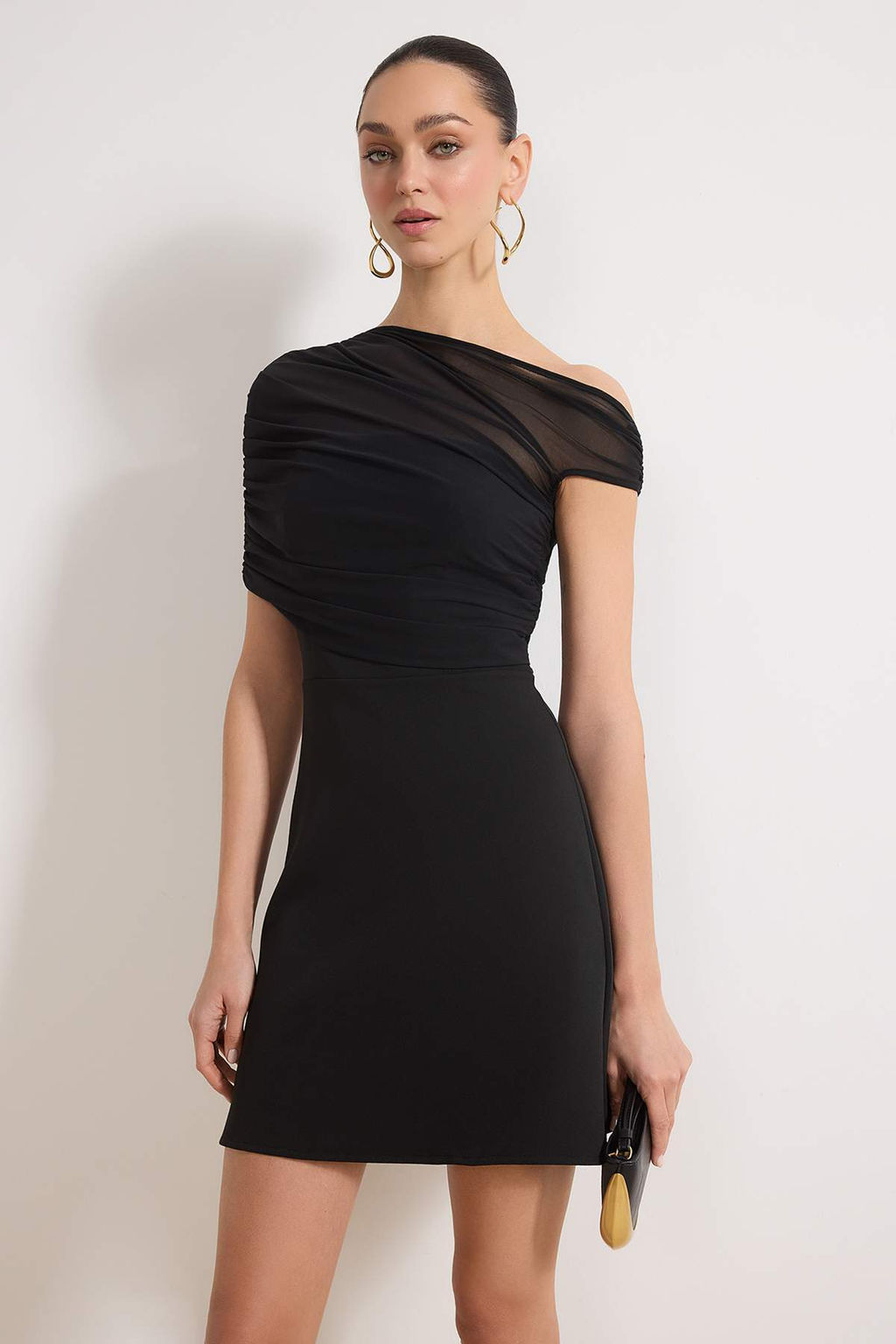 SiyahTul Detayl? Dokuma K?sa / Mini S?k/Gece Elbise TPRSS26EL00028