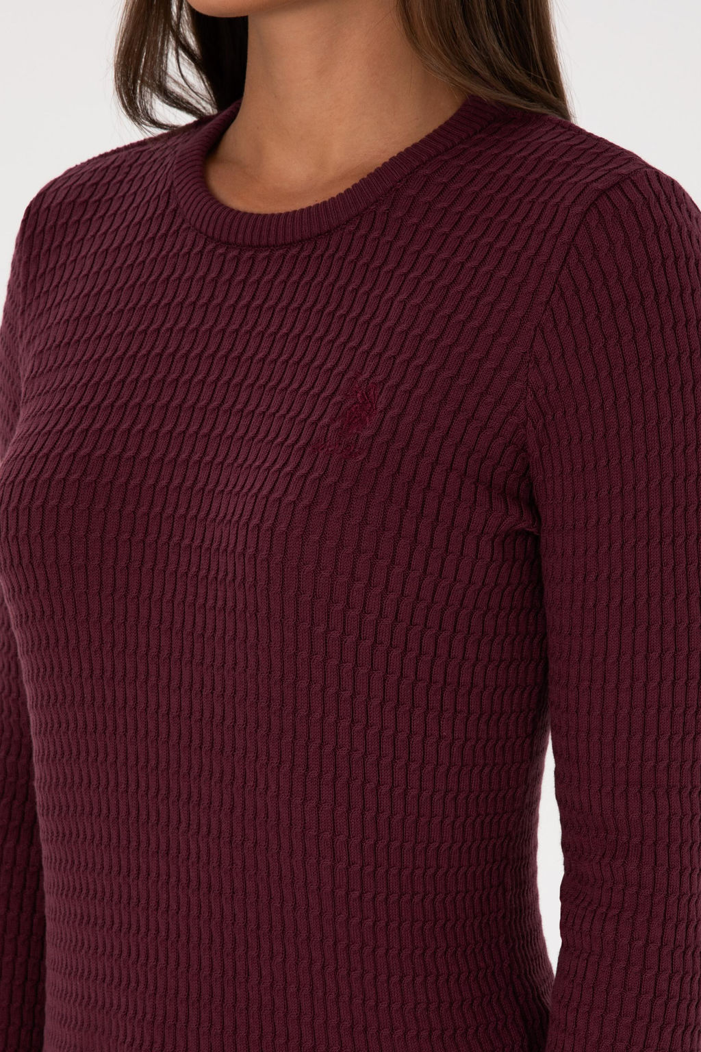Kad_n Bordo Bisiklet Yaka Basic Kazak Sepette S_rpriz _ndirim - U.s. polo assn фото 7