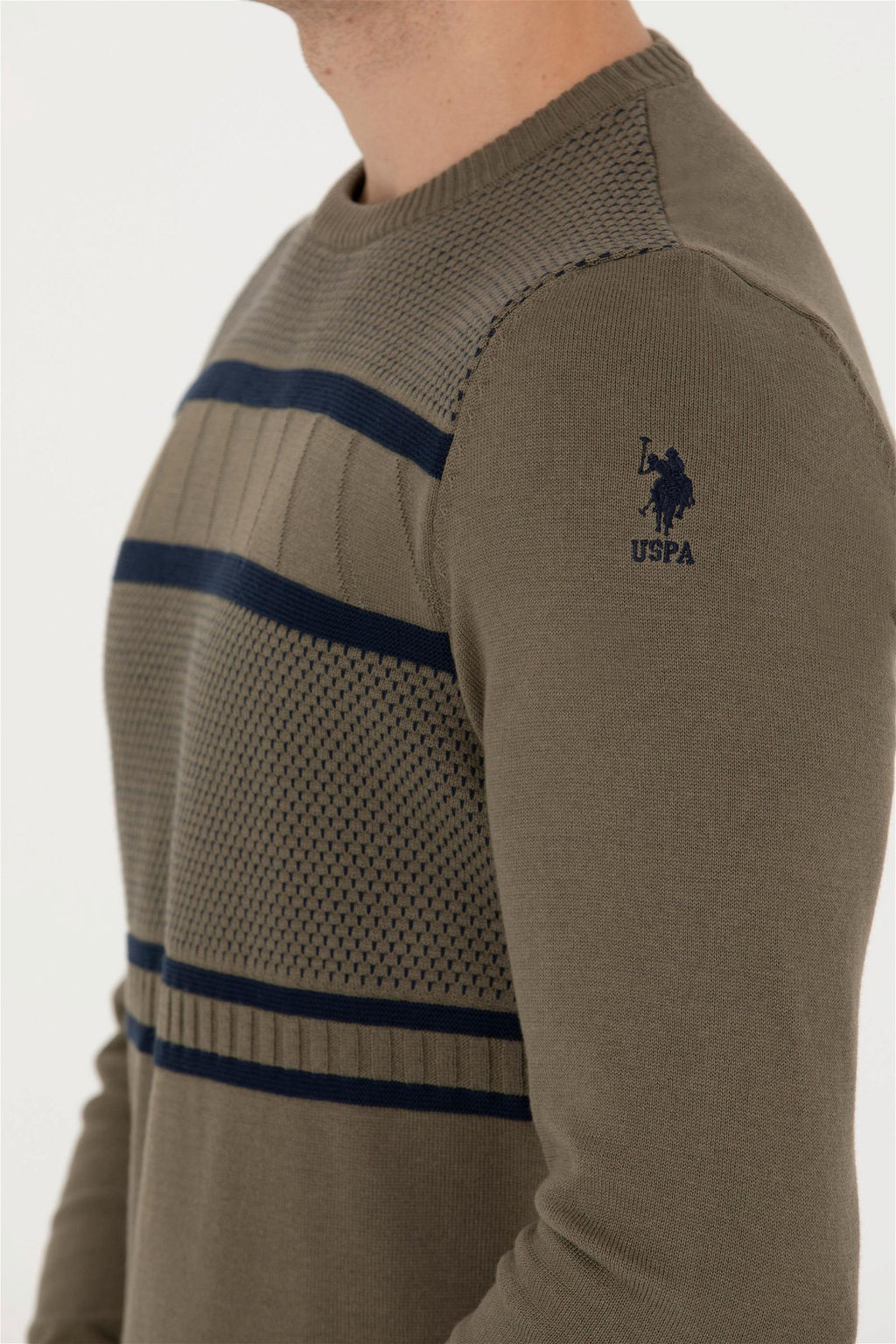 Свитер U.S. Polo Assn мужской цвета хаки хлопок  фото 14