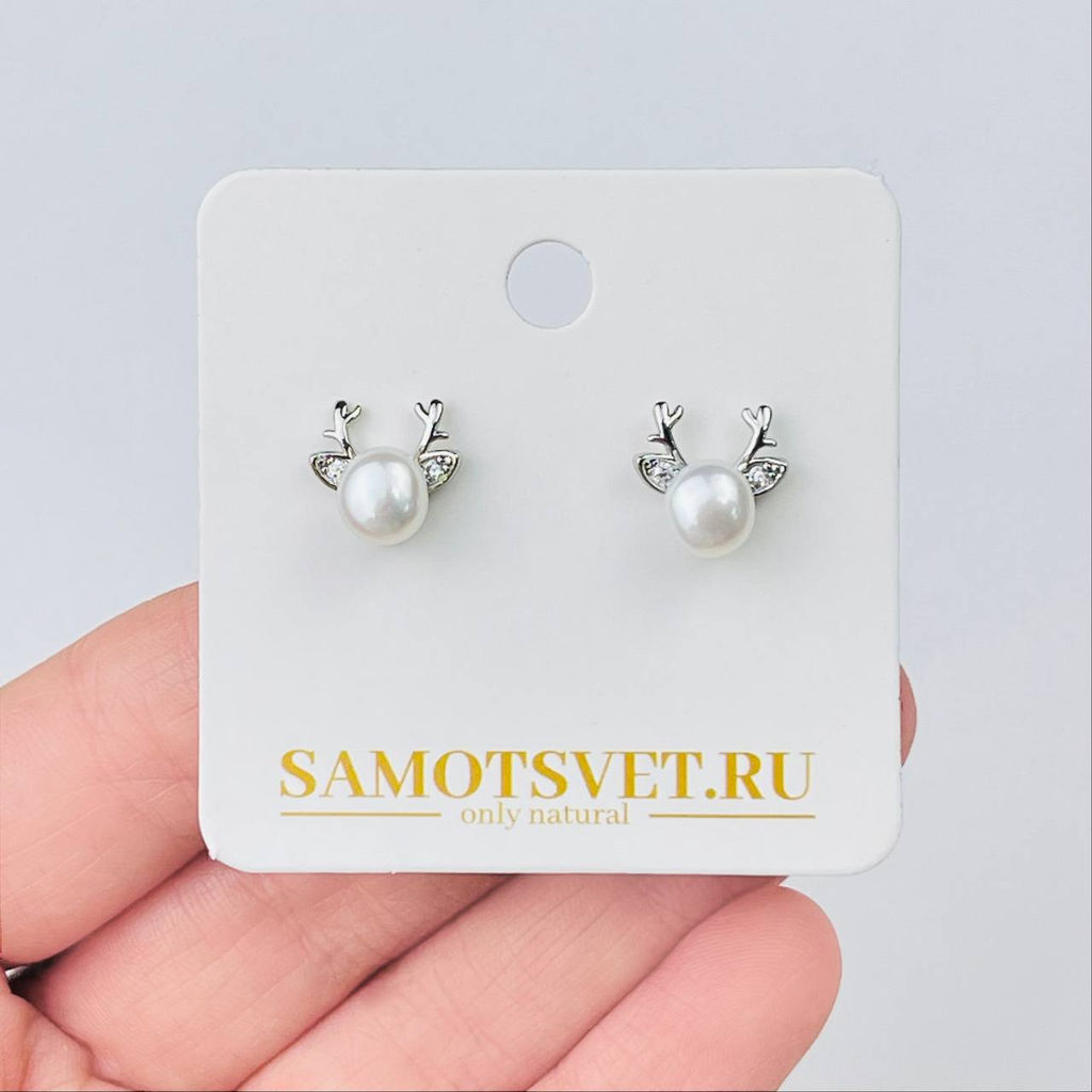 Серьги-пусеты из речного Жемчуга