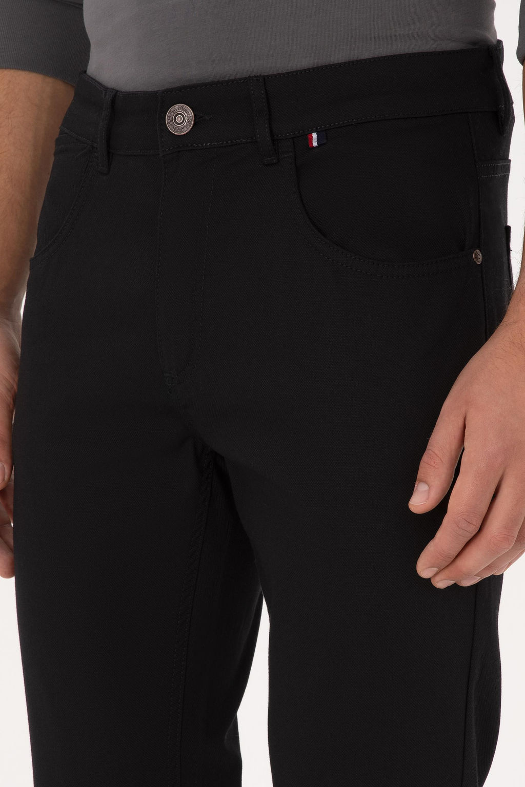 Erkek Siyah Slim Fit Kanvas / Chino Pantolon