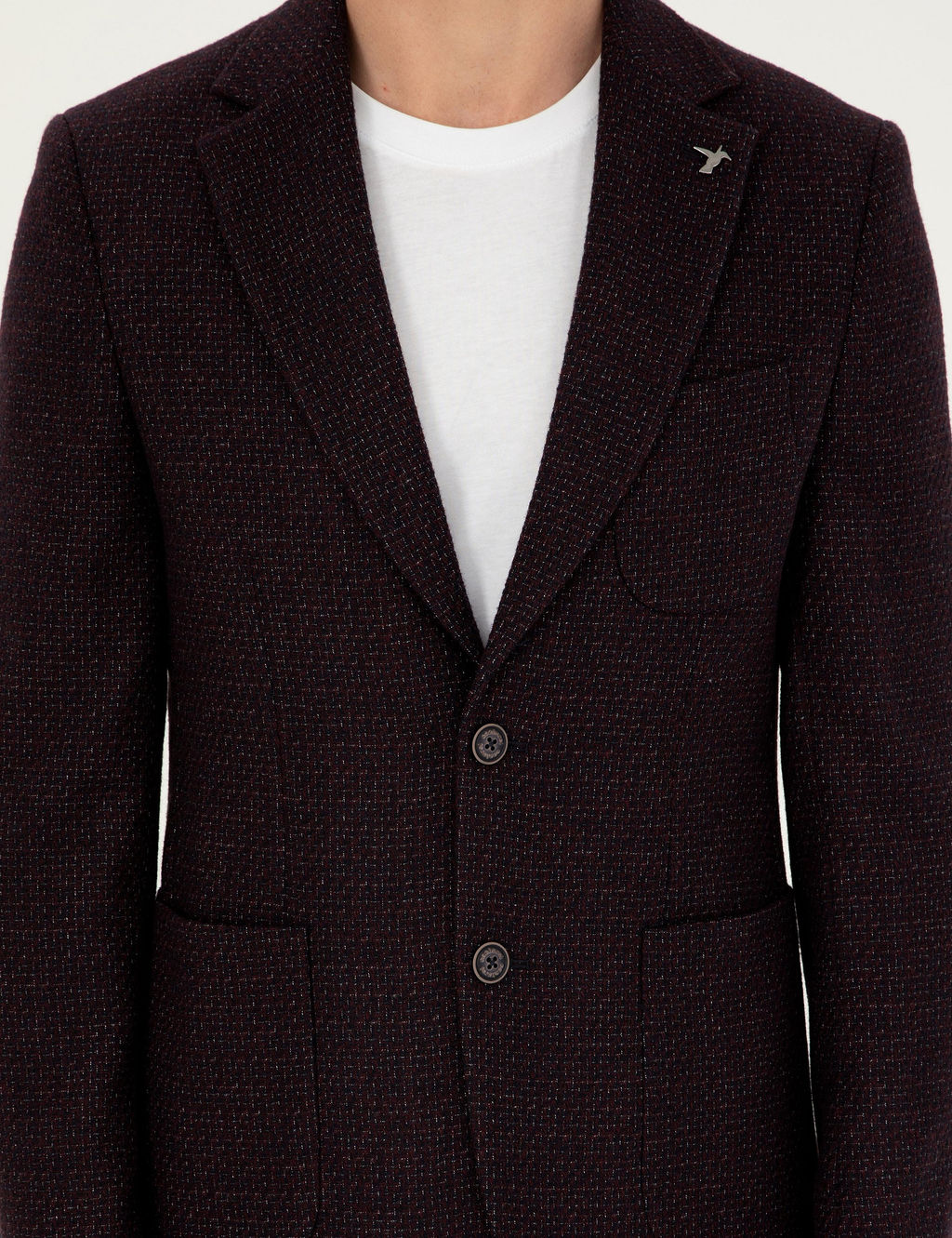 Бордово-красная приталенная куртка из смесовой шерсти - Cacharel фото 7