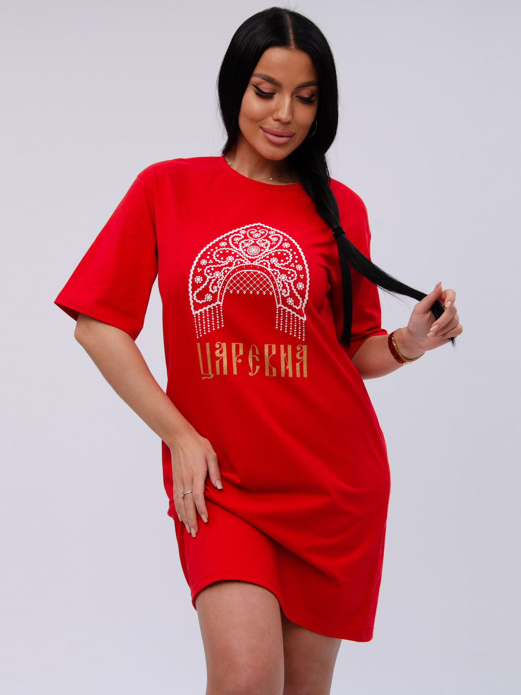 Сорочка "Царевна 3" красная, трикотаж