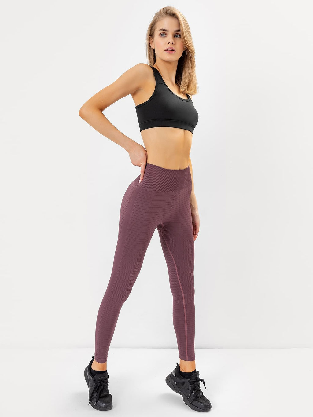 Легинсы женские спортивные с высокой талией в коричневом оттенке крокус 342288