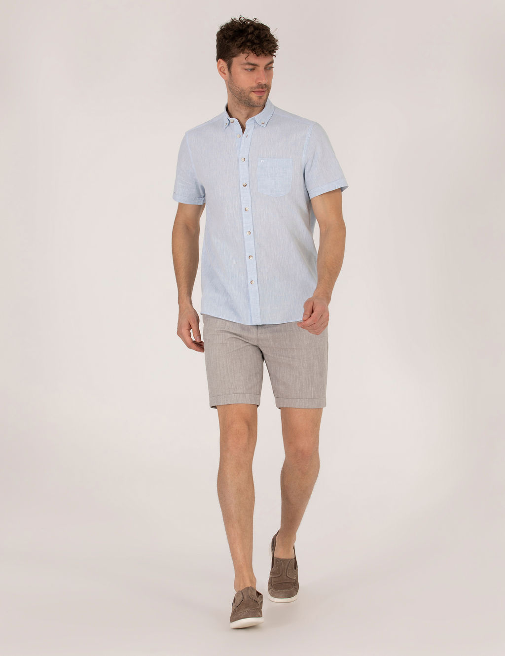 A__k Mavi Regular Fit K_sa Kollu G_mlek