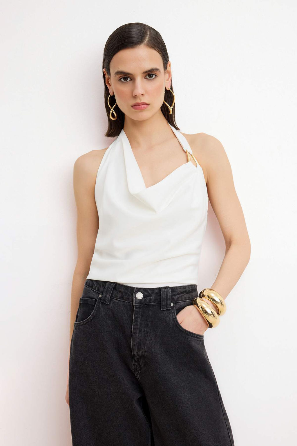 Ekru Aksesuar Detayl? Saten Dokuma Bluz TPRSS26BZ00049 - Trendyolmilla фото 2