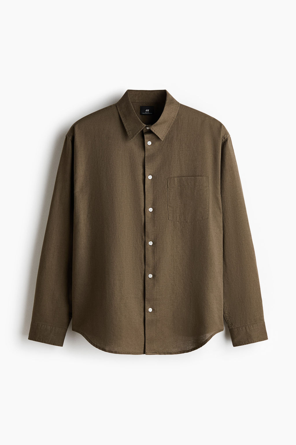 Camisa en mezcla de lino Relaxed Fit - H&m фото 8