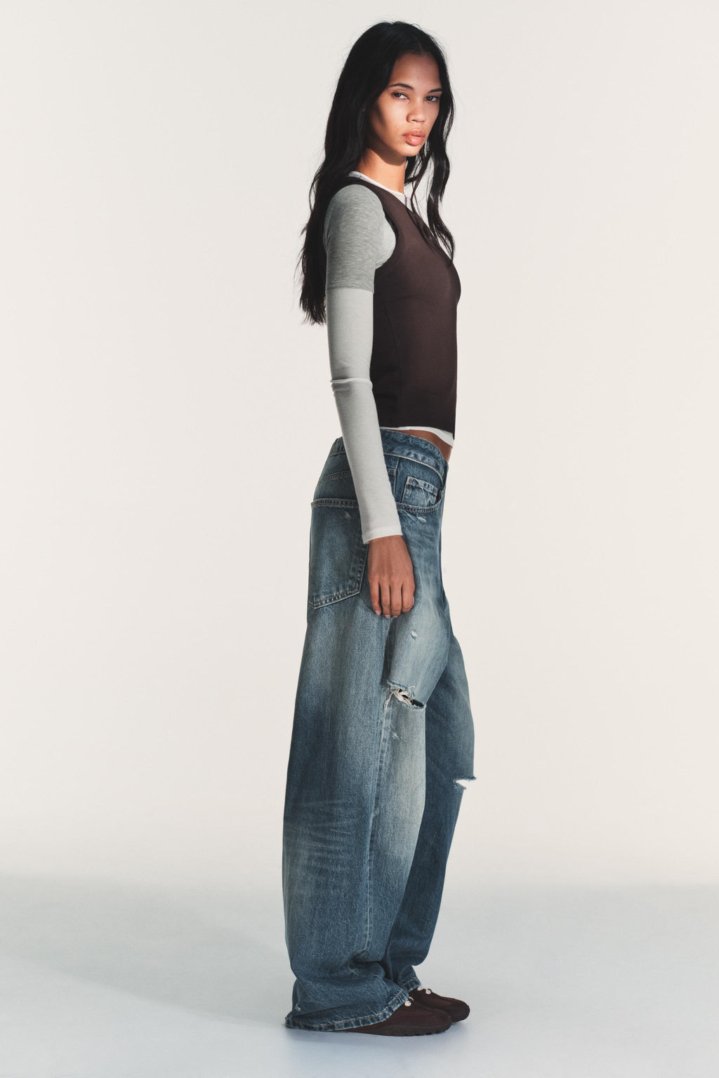 TRIPLE EFFECT LONG SLEEVE T-SHIRT - Zara фото 10