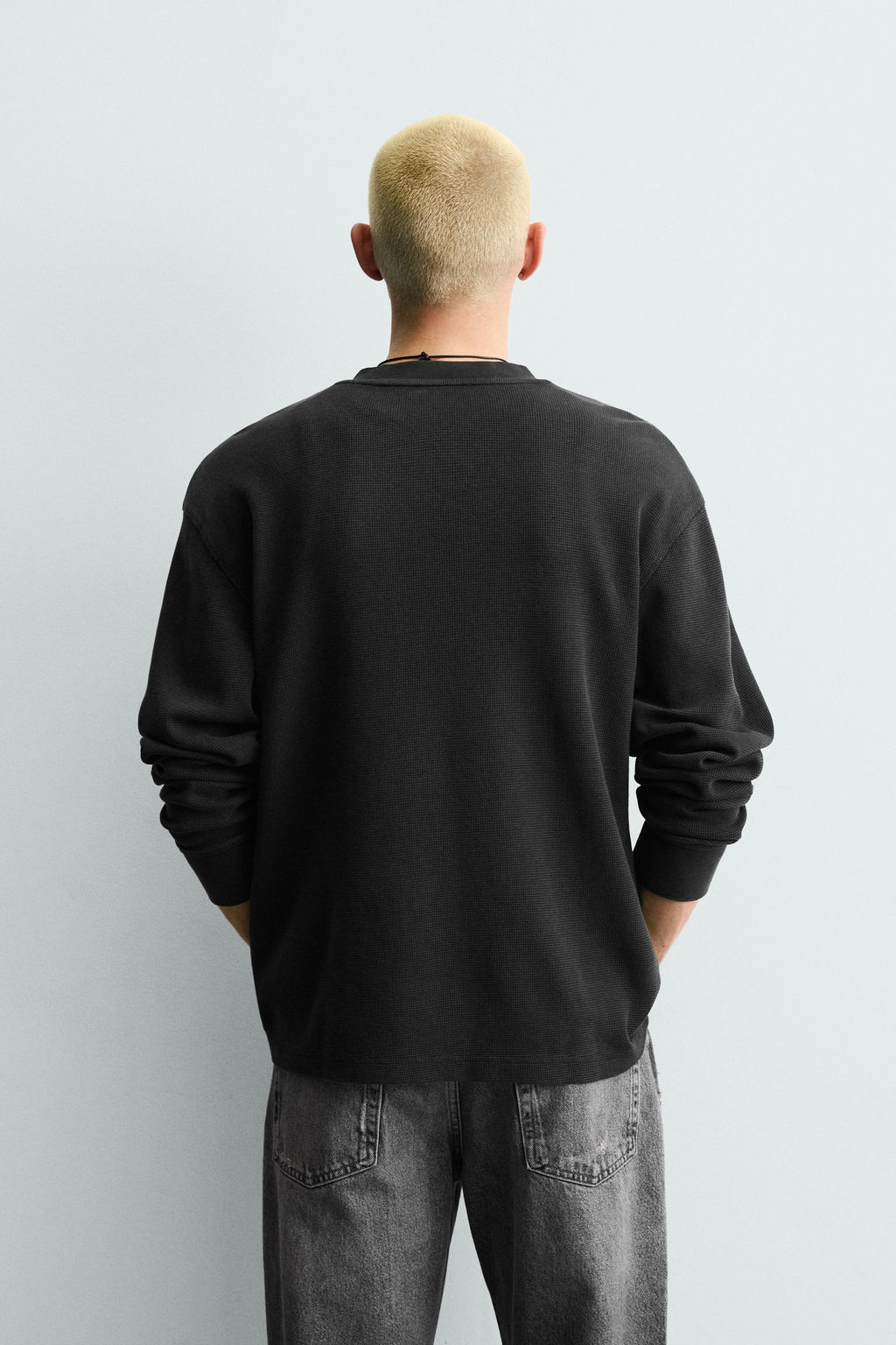 CAMISETA CUELLO PANADERO WAFFLE / Antracita oscuro - Zara фото 3
