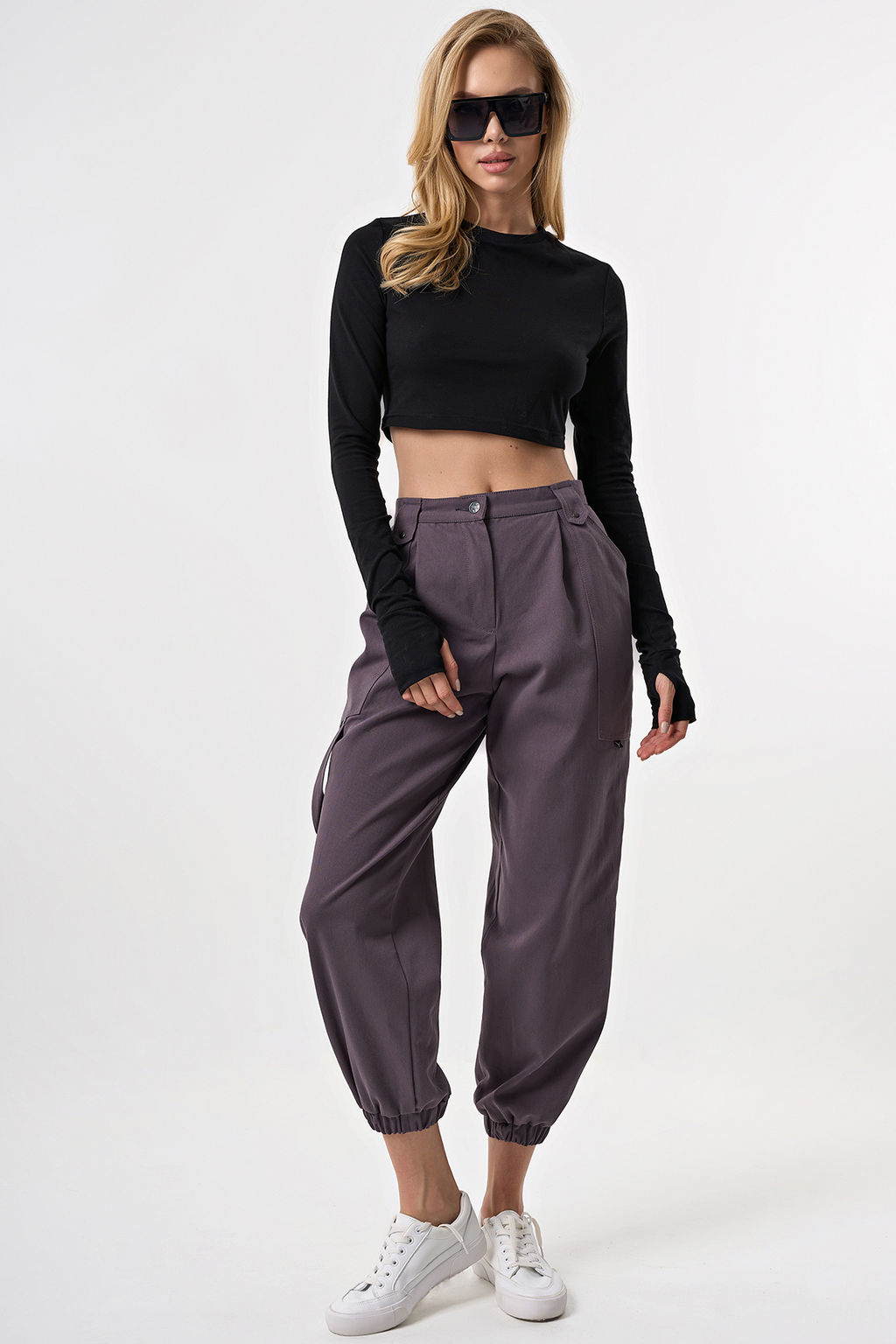 Брюки карго из хлопка графитовые