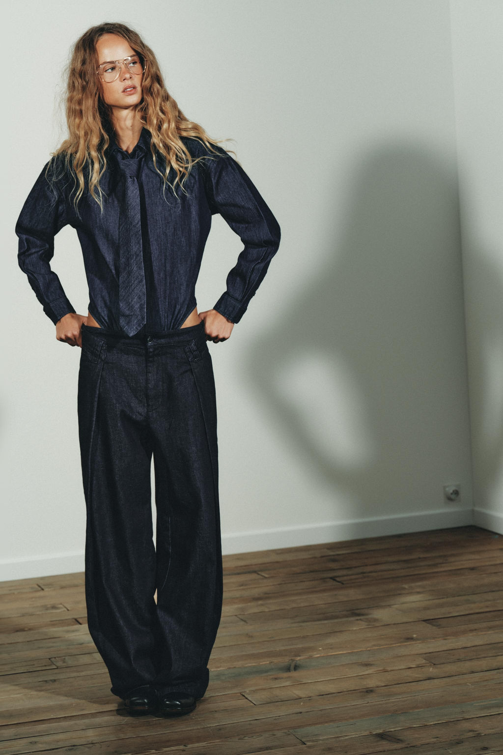 TRF DENIM TIE BODYSUIT