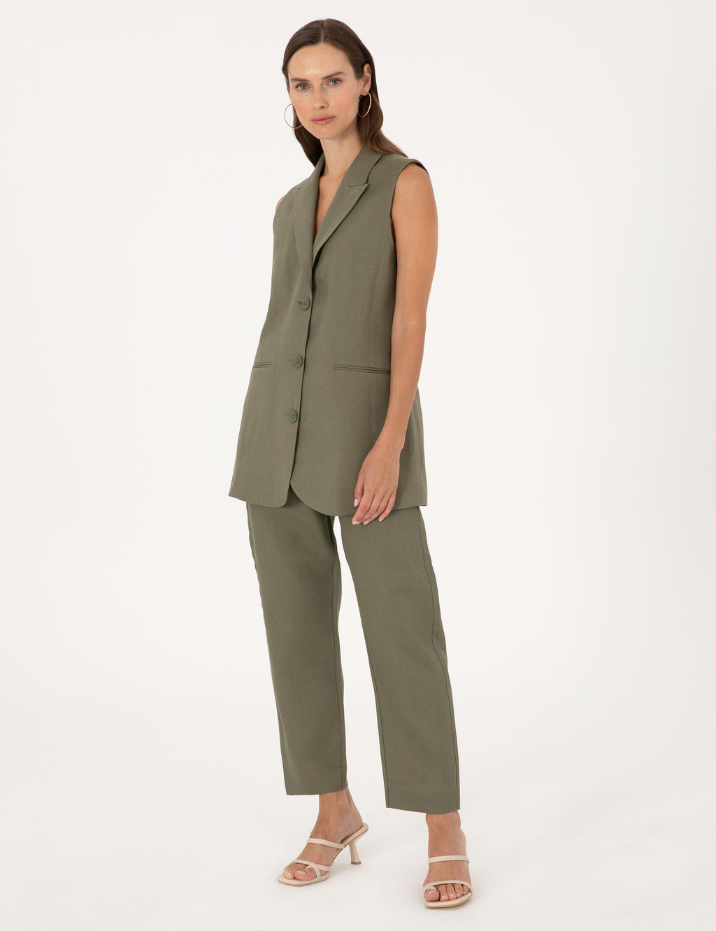 Haki Carrot Fit Keten Pantolon - Pierre cardin фото 3