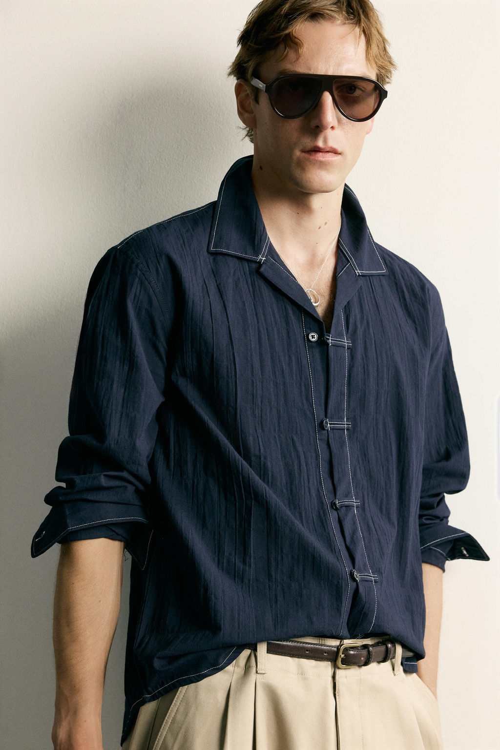 CAMISA RELAXED FIT ALAMARES TEJIDO / Marino - Zara фото 6